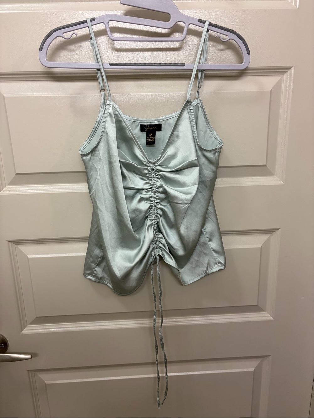 Express Mint Satin Ruched Cami Top